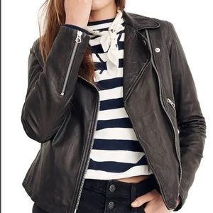 Madewell Washed Leather Motorcycle Jacket Black